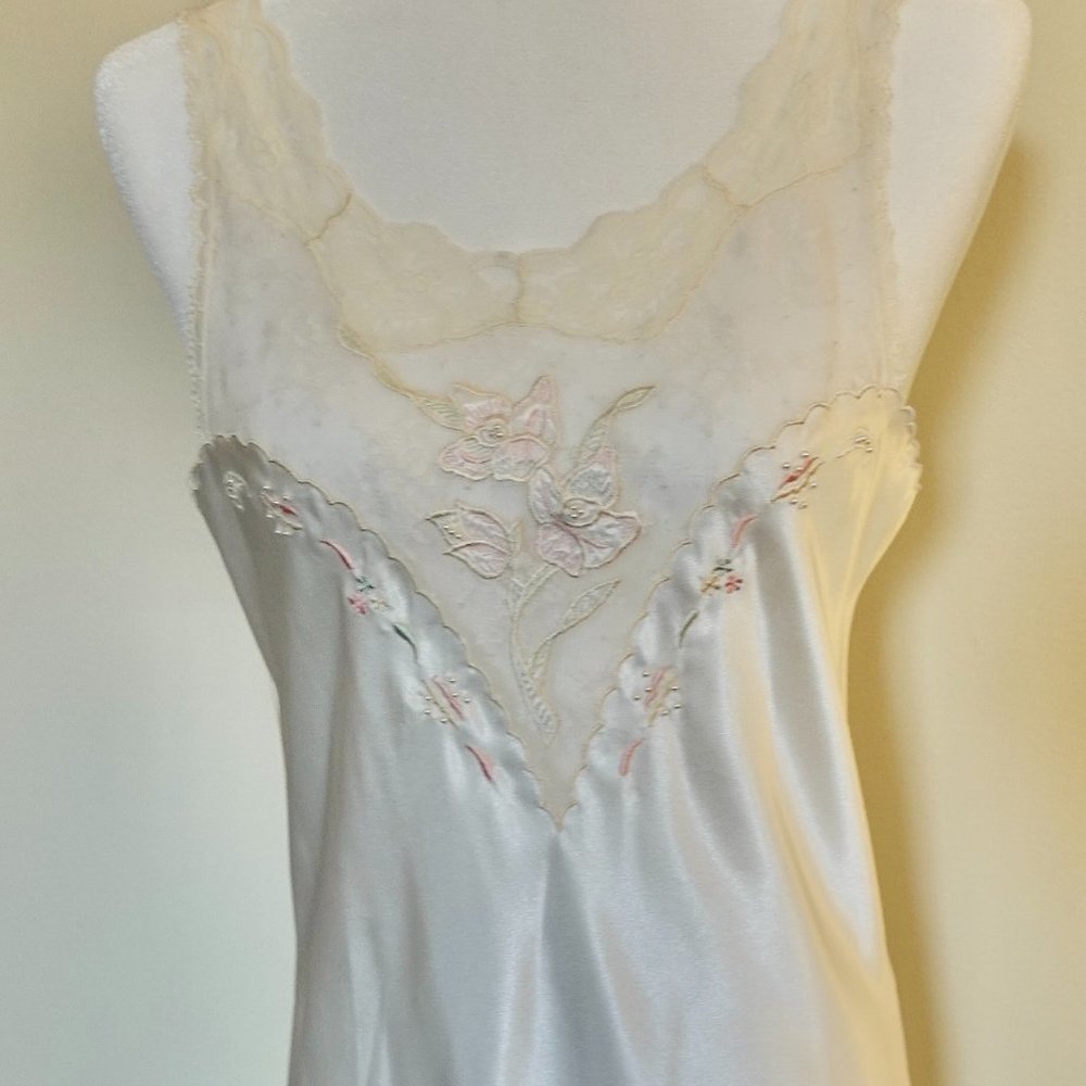 Vintage Lace Nightgown Low Back White Lauren Alexandra M Bridal Slip Long Sexy